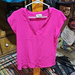 Women's Pink V-Neck Top